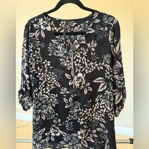 Floral Black and Gray Women's Top